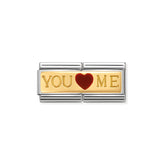 Nomination COMPOSABLE CLASSIC DOUBLE GRAVUREN Element aus Edelstahl, mit 18Kt Gelbgold un Emaille verziert (01_Du und ich You and me)